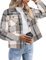 Zeagoo Herbst Jacken Für Damen Kariertes Holzfällerhemd Jacke Karierte Kurzjacke Winter Flanellhemd Shacket Mantel Grau XL