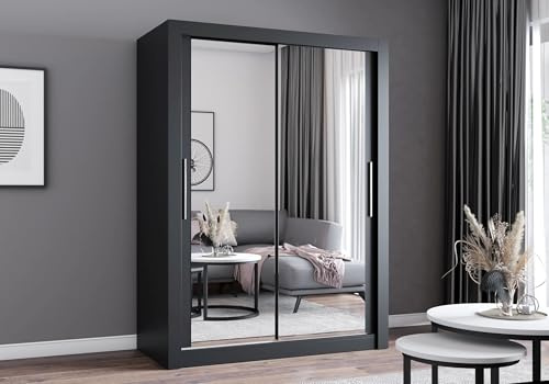 Fabryka Mebli Idzczak - Armoire Chambre Adulte 150 cm Largeur, Placard Chambre Milan, Porte Coulissante - Noir