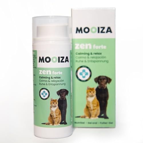 Beruhigungsmittel Hund & Katze - Zen Forte natürliches Anti-Stress Gel mit L-Tryptophan & Passionsblume - Gegen Angst + Unruhe + Feuerwerk + Reisen + Tierarzt - 50ml | MOOIZA
