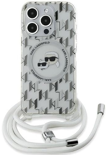 CG MOBILE Karl Lagerfeld KLHMP15LHCKCKLCT Hülle für iPhone 15 Pro 6.1 transparent hardcase IML Crossbody Monogram Karl & Choupette Head