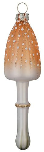 Christbaumschmuck Glas 12cm - Waldpilz Figur zum Aufhängen - handbemalt - Weihnachtsbaum Anhänger für Weihnachten - Christbaumanhänger & Weihnachtsbaumschmuck - Wald Pilz Beige