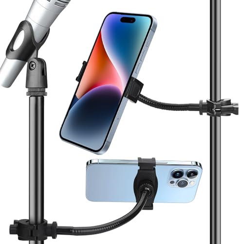 Support de téléphone, support de téléphone portable pour microphone, support de téléphone flexible réglable pour microphone, musique, batterie, pour smartphone (support de téléphone)