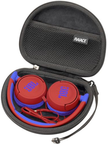RAIACE Hartes Aufbewahrungsetui, kompatibel mit JBL Jr310 On-Ear Kinder-Kopfhörer (Nur Etui) – Mehrere Farben verfügbar - Schwarz (schwarzes Futter)