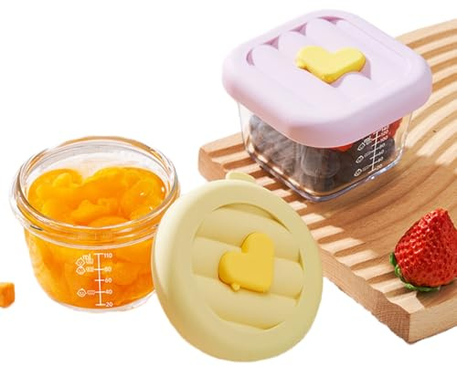 Ivymei Mini récipients carrés ronds en verre avec couvercles, petits bocaux en verre transparent avec échelle pour portions alimentaires, sauces, collations, yaourts, micro-ondes et congélateur