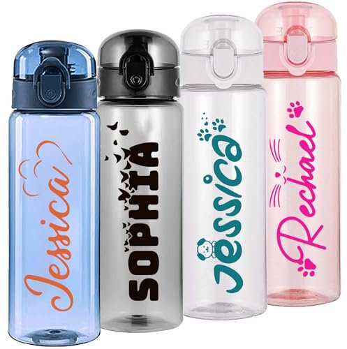 Hodmec Borracce personalizzate Borraccia in plastica personalizzata con nome e foto Borraccia anti-perdita personalizzata da 26 once con manico per sport, palestra, viaggi