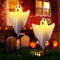 Halloween Deko Geist, Halloween Deko Hängende Geister mit LED Licht, Halloween Deko Outdoor Leuchtende Geist Batteriebetrieb, Hängende Geister Deko für Vorgarten Garten Party Deko (Weiß x 2)