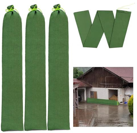 4 Pièces Sacs de Sable Longs en Toile, Sacs de Sable pour Inondation avec Lien à Nouer, pour Garage, Portes, Porte de Cave, 120 × 20 cm