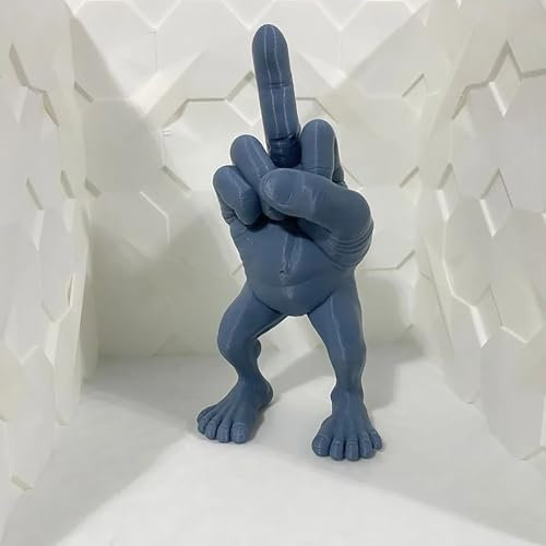 KURKUR Funny Middle Finger Figurine with Legs,Novelty Resin Finger Statue Ornaments Gag Gifts,Quirky Middle Finger Hand Sculpture Decorations for Table Shelf Office Desktop(Navy blau,L)