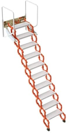 GddOGUK Dachbodentreppe, Teleskop-Dachbodenleiter, zusammenklappbar, an der Wand montiert, herunterziehbare Dachbodenleiter für Baumaterialien, Belastung 1100 Pfund