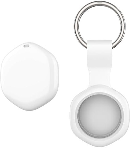Air Tag Tracker with Waterproof Case-1 Pack White (White Case), Key Finder Works with Apple Find My(iOS only), Item Finder, Smart GPS Tag for Luggage, Bags, Pets-Replacement Battery, Bluetooth Locator