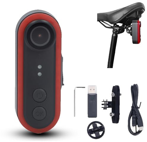 Bikes Camera with Tail Light, 3500mAh Cycling Camera Light Combo with 6 Lighting Modes 150° Wide Angle Real Time Cycling Safety Monitor for Mountain Road Bikes