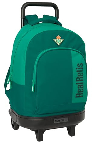 safta Real Betis Balopie Großer Rucksack mit Rädern, kompakt, abnehmbar, ideal für Kinder verschiedener Altersgruppen, bequem und vielseitig, Qualität und Widerstandsfähigkeit, 33 x 22 x 45 cm