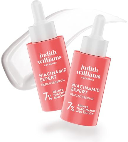 Judith Williams Cosmetics – Glow Serum Set 2tlg. Niacinamid Expert 2x30ml – Serum für das Gesicht mit verkapseltem Vitamin C & Vitaminen, mattiert den Teint & sorgt für ein strahlendes Hautbild