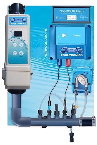 POOLTRONICS WLAN SEL – Automatische Wasseraufbereitung mit Salzelektrolyse und pH Dosierung für Whirlpool und Pool mit WLAN (50 m³ Flowswitch)