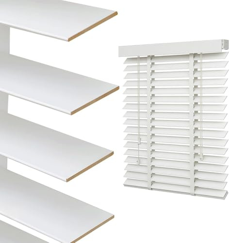 5 cm Wood Venetian Blind 135 70 60 35 100 120 145 85 175 Wide, Blackout Privacy Custom Size Horizontal Window Blinds for Living Room, Bedroom, Interior Door Windows, Cordless(White)