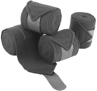 Baoblaze 4 Pièces Bandes de pour Chevaux Guêtres de Soutien Bandages de Repos et Protection des Tendons en Tissu Polaire Doux Adaptées pour L'Entraînement, Gris