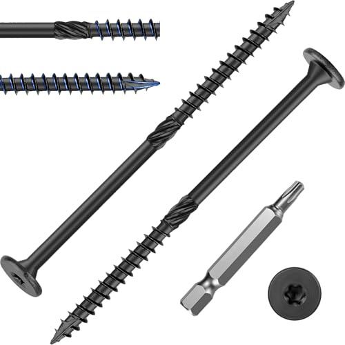 FandWay 30 Stück Holzschrauben Torx 6,3 x 73 mm Tellerkopfschrauben Spanplattenschrauben Schwarz Epoxid,Senkkopfschrauben, Dachkonstruktion Schrauben,Terrassenschrauben,mit T30 Torx-Antrieb.