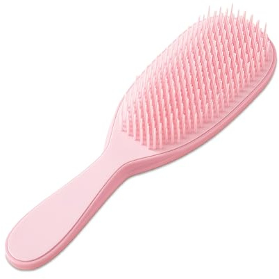 Flintronic Detangler Haarbürste, Massagebürste Zweistufige Borsten Entwirrbürste, Sanftes Reduzieren Haarbruch & Ziehen Bürste, Mit Ergonomischem Griff, Rosa