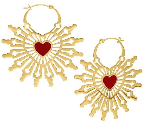 Wildcat Ohrringe - Sacred Heart Hoops Pair - Gold | Chirurgenstahl 316L - hautverträglich, langlebig, wasserfest