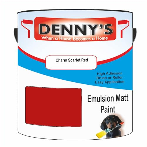 Premium Interior Wall & Ceiling Emulsion Paint – Charm Scarlet Red – Rich Matt Finish, Durable & Washable, Low Odour, Ideal for Living Rooms, Bedrooms & Hallways (250ML Tin)