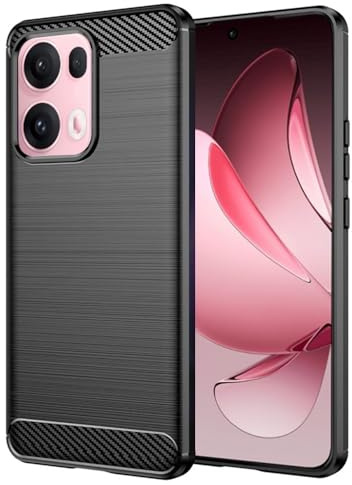 Techsuit für Oppo Reno13 Pro Hülle mit Soft Touch, Stoßfest, Kameraschutz, Erhöhte Kanten, Luftkissen Ecken, Anti Fingerabdruck, Flexibel, Carbon Silicone Series, Schwarz