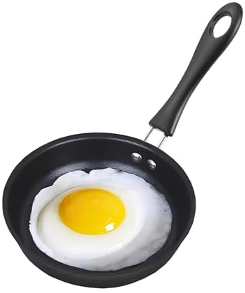 LianSinGo 4.7inch Mini Non-Tick Egg Pan, One Egg Frying Pan, Gas/Induction Small Pan with Handle Compatible for Omelet, Pancake & Camping, RV Use(Black)