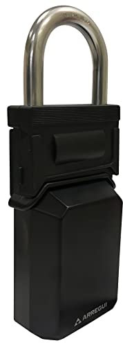 ARREGUI KEEPER SEG021 Caja Fuerte para Llaves para Coche | Caja de Seguridad para Llaves con Gancho | Candado con Arco para Exterior | Cerradura de Combinación | Guardallaves Seguro Resistente |Negro