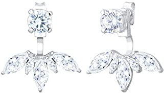 Elli Ohrringe Ear Jackets Floral mit Zirkonia Kristallen in 925 Sterling Silber