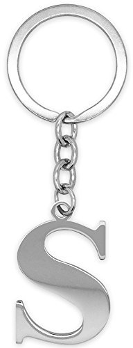 Soul-Cats Schlüsselanhänger Buchstaben Silber A-Z glänzend Initialen Schlüsselbund Edelstahl, Farbe: Silber, Auswahl: Modell S