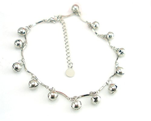 Boowhol Unisex Glocke Freundschaft Fußkettchen Fußkette Armbänder Verstellbar 925 Sterling Silber (Fußkette)