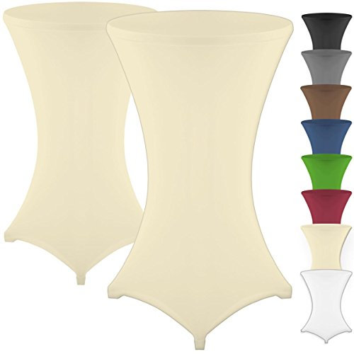 Gräfenstayn 2er-Set Stretch Stehtischhusse Diana mit Öko-Tex Siegel, Verstärkung im Fußbereich, in vielen Farben und Größen Ø60-65cm / Ø70-75cm / Ø80-85cm (Creme, Ø80-85cm)