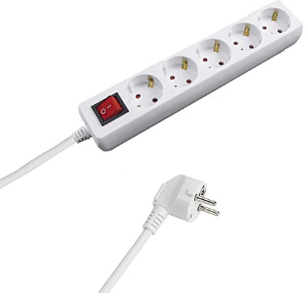 WOLFPACK LINEA PROFESIONAL Bases Multiple con Toma de Tierra con Interruptor con 5 Tomas