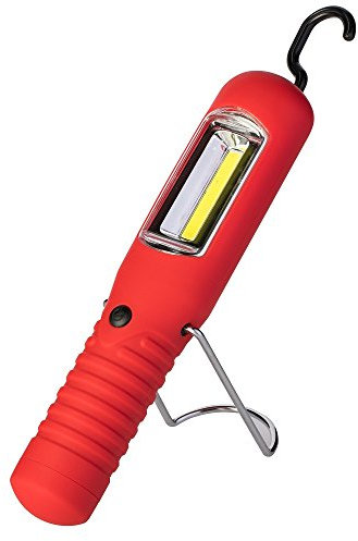 POLY POOL - PP3161 Torcia LED Da Lavoro con Luce Ultra Led COB 3W 200lm e Gancio Girevole - Lampada Portatile Ideale per Lavoro Officina con Clip Magnetica per Fissaggio - Lampada Emergenza a Batteria