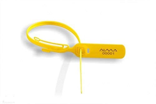 100 Plomben-Sicherheit mit Mechanismus-Verschluss aus Metall. Länge 400 mm. Nummeriert. Anwendung: Für LKW-Schließung