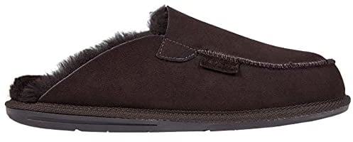 Vanuba Awassi Handmade Herrenhausschuhe, Naturleder, 100% Schafwolle, Warme und Bequeme Hausschuhe, Leder Braun/Braun, 43 EU