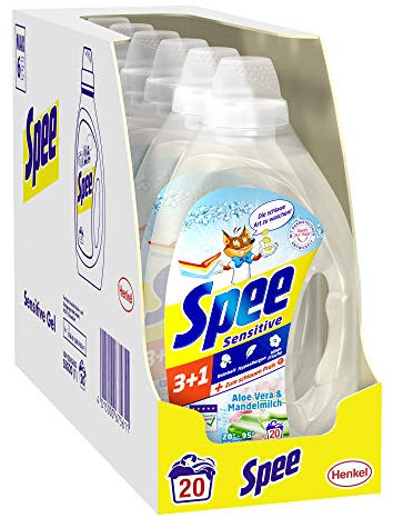 Spee, Sensitive 3+1, Vollwaschmittel, 120 (6 x 20) Waschladungen, für reine, hypoallergene und milde frische Wäsche - zum schlauen Preis