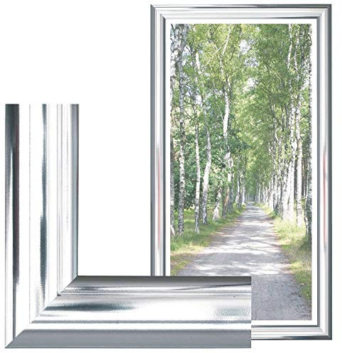 RAABEC Bilderrahmen für Bilder der Größe 40x80, 80x40cm, Farbe Chrom, ideal für Malen nach Zahlen Bilder z.B. von Schipper, Neu! (ohne Glas)