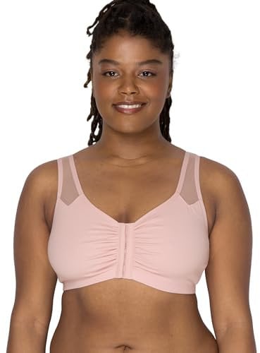 Fruit of the Loom Women's Comfort Front Close Sport Bra with Mesh Straps, Blushing Rose