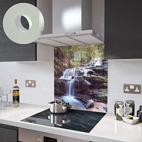 Glass Splashbacks Waterfall - Made By Premier Range in 75cm Wide x 90cm High with Fixing Holes