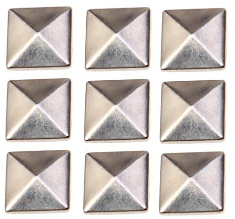 Supvox Hotfix zum Aufbügeln, 10x10mm Silber Flache Rückseite Pyramidennieten - Flatback Kleber auf Nieten Punk für DIY Dekoration 100 STK
