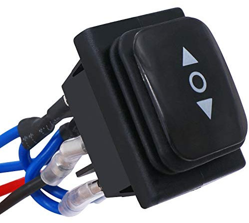 TWTADE Wasserdichter Umkehrschalter mit kurzzeitiger Polarität, DC 12 V, 10 A, Motorsteuerung, 6-polig, 3 Positionen (ON) - Aus (ON), AC 110 V-220 V, Boots-Wippschalter mit Draht KCD4-223-JT