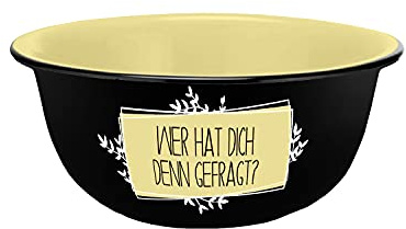 Gedalabels Müslischale Wer hat dich gefragt Emaille-Optik 600ml, Keramik, Schale, Dessertschale, Müsli, Eis, Gelb