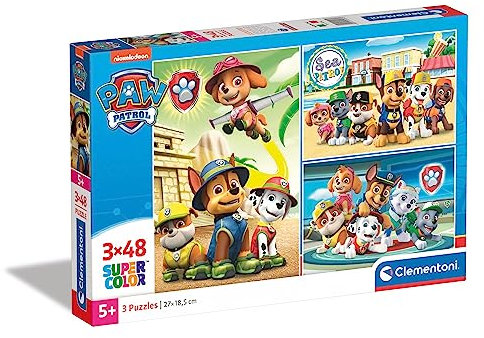 Clementoni 25262 Supercolor Paw Patrol – Puzzle 3 x 48 Teile ab 4 Jahren, buntes Kinderpuzzle mit besonderer Leuchtkraft & Farbintensität, Geschicklichkeitsspiel für Kinder