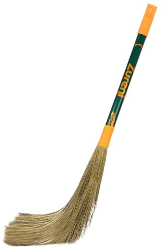 Zureni ZN-BR-08 Floor Broom with Natural Soft No Dust Grass Long Stick Jhadu for Home Pantry Office Cleaning (Random Colours)