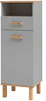 Schildmeyer Highboard Padua 148829, platingrau/Eiche Landhaus Dekor, 40,4 x 35,0 x 114,5 cm