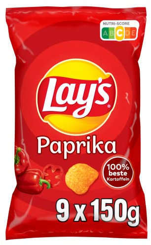Lay's Paprika – Knusprig gewürzte Kartoffelchips für eine gelungene Party (9 x 150 g)