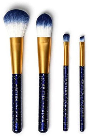 Legami - 4er Set Makeup Pinsel, Oh My Glow! Stars-Motiv, Beinhaltet Puder-Grundierung-Eyeshadow-Eyeliner Brush, 100% Vegan, Reisegröße