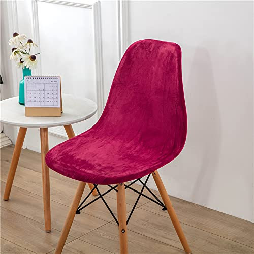 Highdi Samt Schalenstuhl Bezug, Einfarbig Stuhlbezug 2/4/6 er Set Stuhlbezüge Stretch Esszimmerstühle Bezug Moderne Elastischer Stuhlhussen Abnehmbar Waschbar Küchenstühle Husse (Burgunderrot,4 PCS)