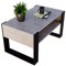 Couchtisch KARO rechteckiger Kaffeetisch aus Holz Modern Teetisch 95 x 53,6 45cm massiv und stabil (Chicago Beton/Schwarz), 0012