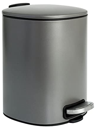 Blue Canyon Santorini Pedal Bin - Modern & Stylish 5L Trash Can for Kitchen, Bathroom, Bedroom & Office - Anti-Fingerprint Stainless Steel Square Bin - Platinum